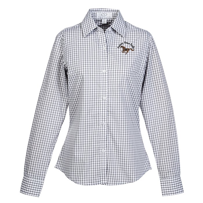 Ralph Lauren Women's Easy Care Gingham Cotton Shirt Blue Size Large
