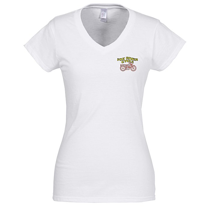 4imprint.com: Gildan Softstyle V-Neck T-Shirt - Ladies' - White ...