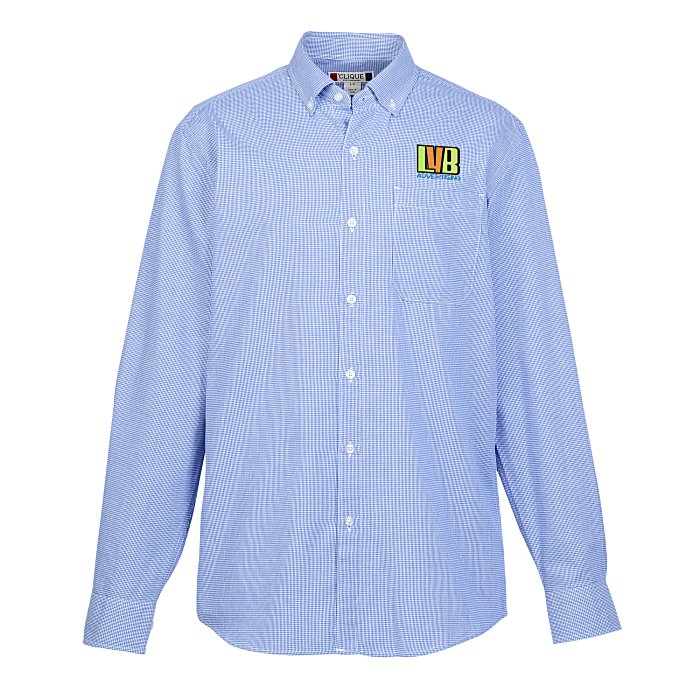 0401~Standard Collar Houndstooth Motif WRINKLE FREE Shirt main image 0