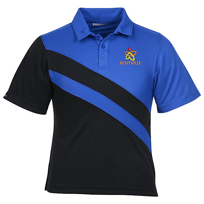 striped performance polo