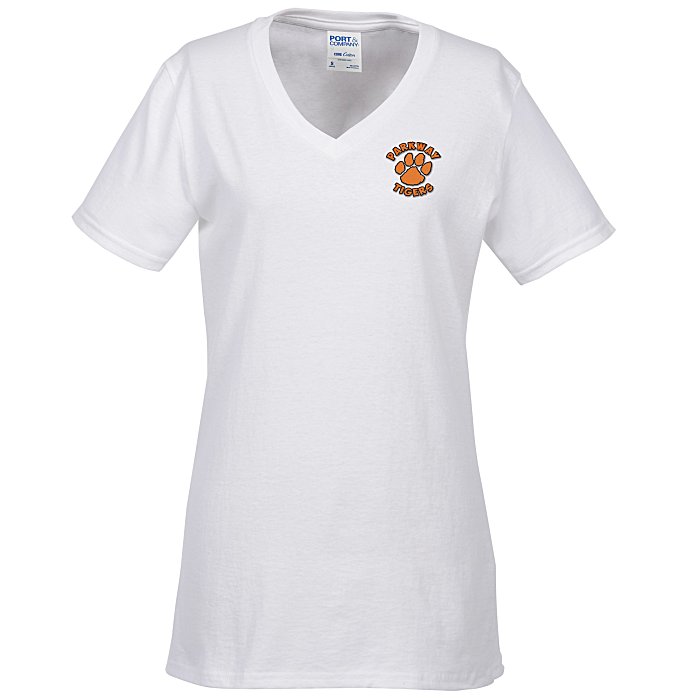 Port Classic 54 Oz V Neck T Shirt Ladies White