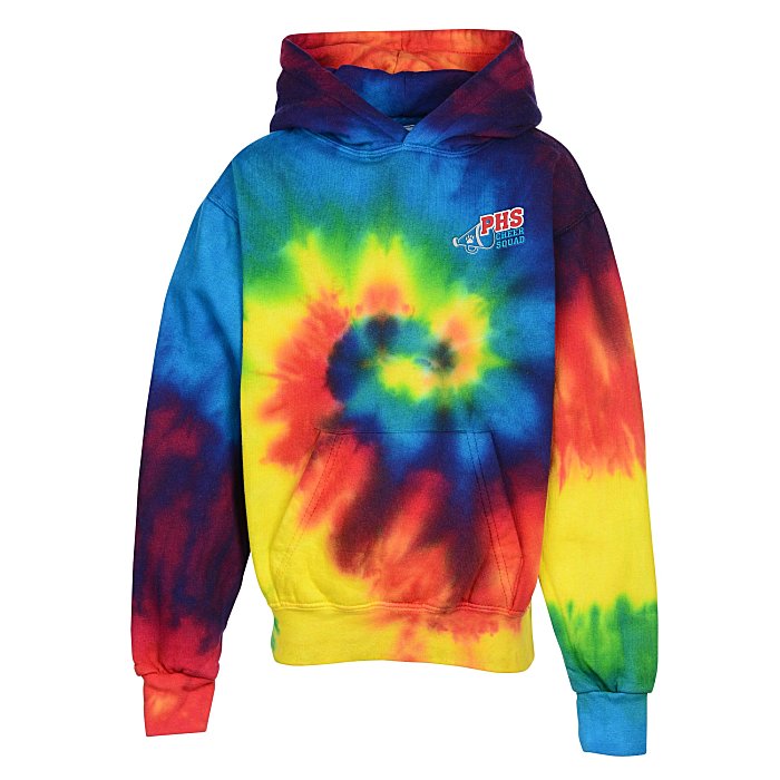 Tie-Dye Hoodie - Youth - Embroidered. 