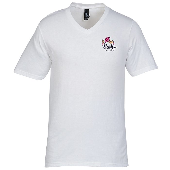 Ultimate V Neck T Shirt Mens White Embroidered