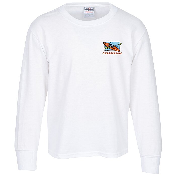 4imprint.com: Jerzees Dri-Power 50/50 LS T-Shirt - Youth - White ...