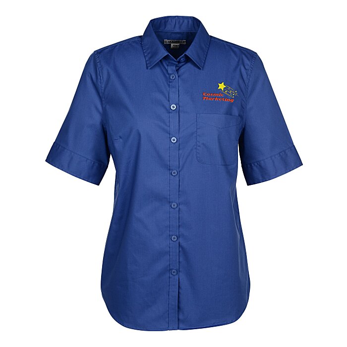4imprint.com: Comfort Stretch Short Sleeve Poplin Shirt - Ladies ...