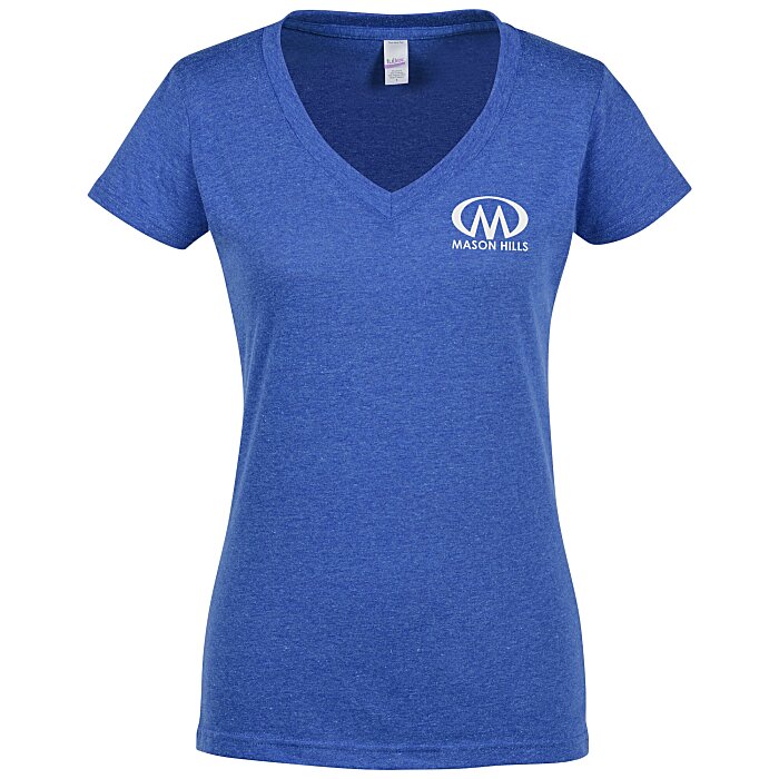 4imprint.com: Tultex Polyester Blend V-Neck T-Shirt - Ladies' - Colors ...