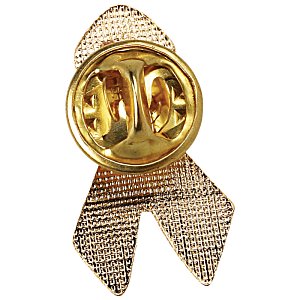 10 Pack Flat Gold Ribbon Awareness Pins | Sterling Silver Plated With Tac Backing, 1x0.5 Inch - View #2