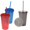 View Image 2 of 2 of Economy Double Wall Tumbler with Straw - 16 oz. - 24 hr