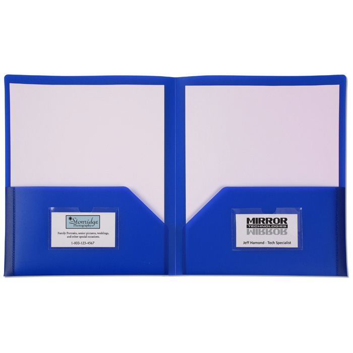 presentation folders with 2 business card slots