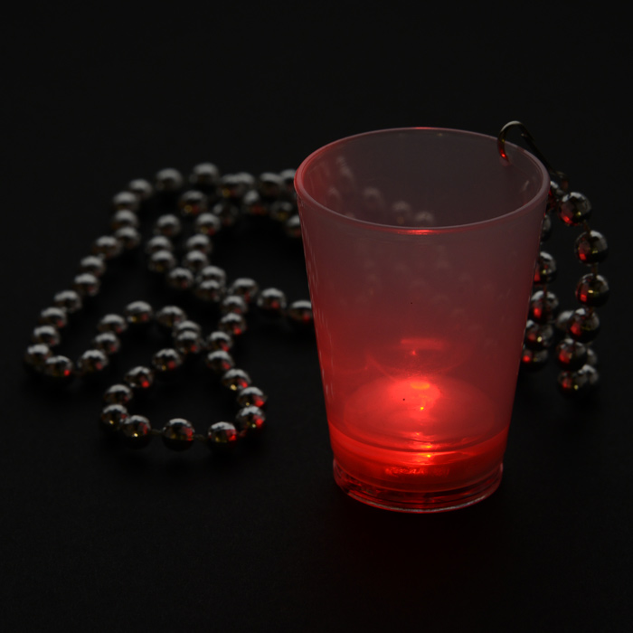 Lightup Shot Glass on Beaded Necklace 2 oz. Multi
