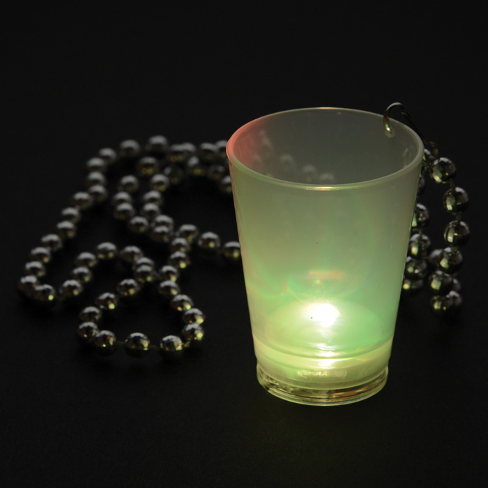 Lightup Shot Glass on Beaded Necklace 2 oz. Multi