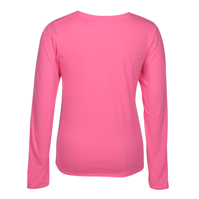 4imprint.com: Adult Performance Blend LS V-Neck T-Shirt - Ladies ...