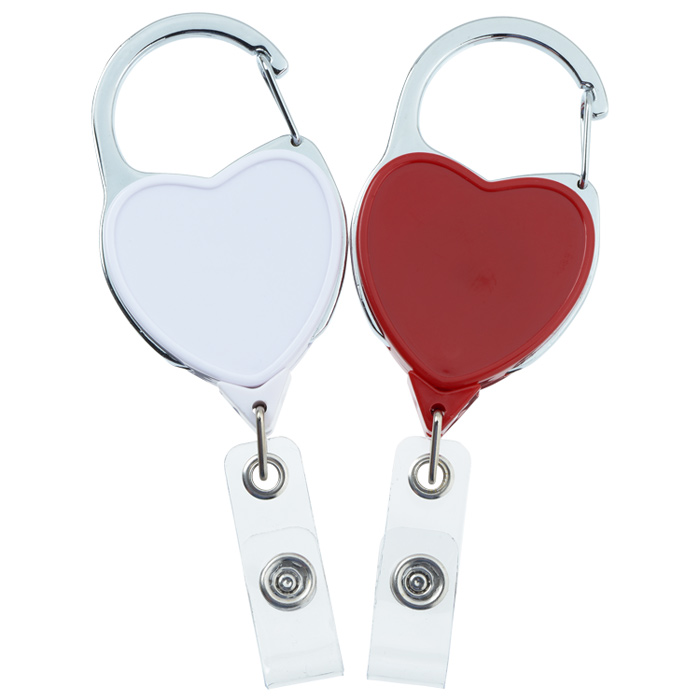 Heavy Duty Clip On Retractable Badge Holder Heart