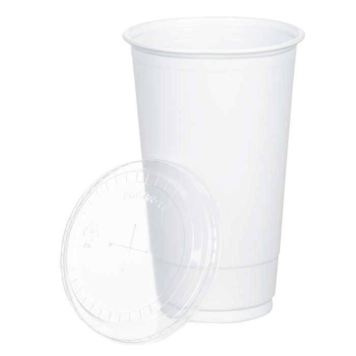 4imprint.com: Economy White Plastic Cup with Straw Lid - 20 oz. - Full