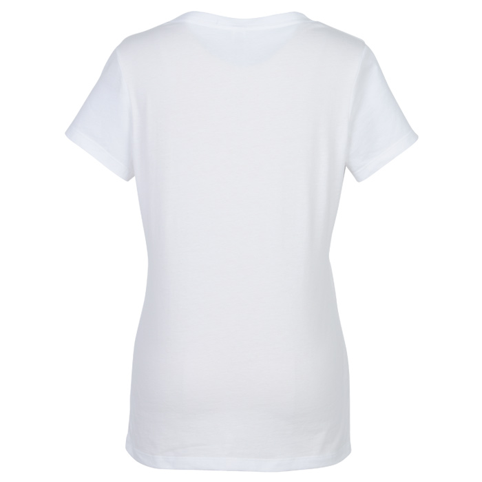 Ultimate V Neck T Shirt Ladies White Embroidered