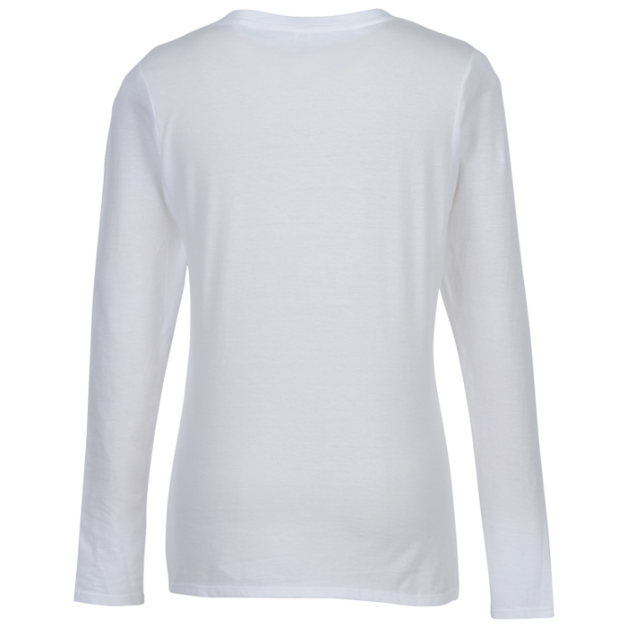 Ultimate V Neck Long Sleeve T Shirt Ladies White