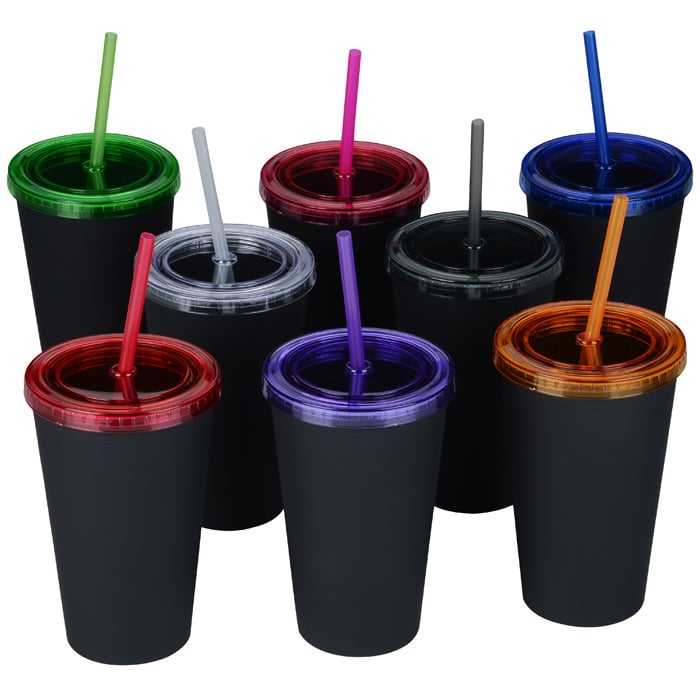 Matte Rubberized Tumbler with Straw 16 oz. 139464