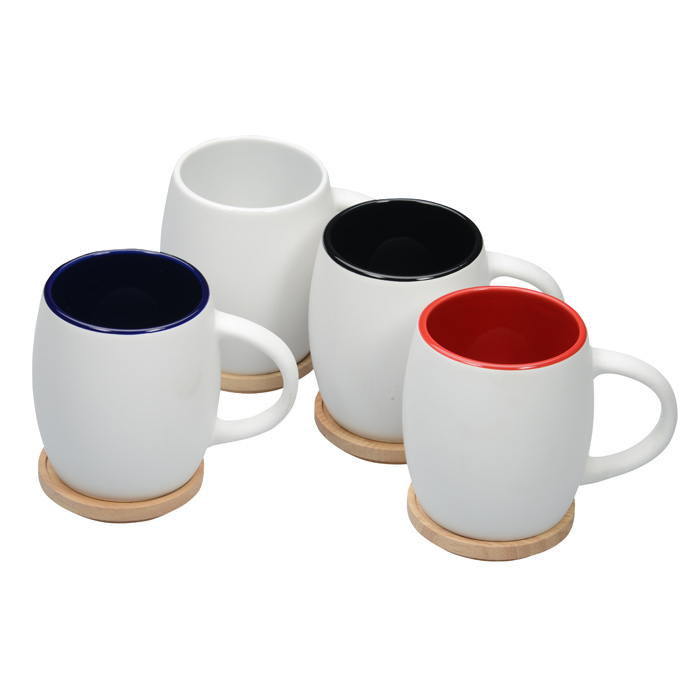 Hearth Coffee Mug with Wood Lid Coaster 14 oz. 24 hr