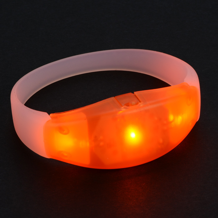 2 Orange Sound Activated LED Bracelet Light Up Flashing Voice Control Music Band