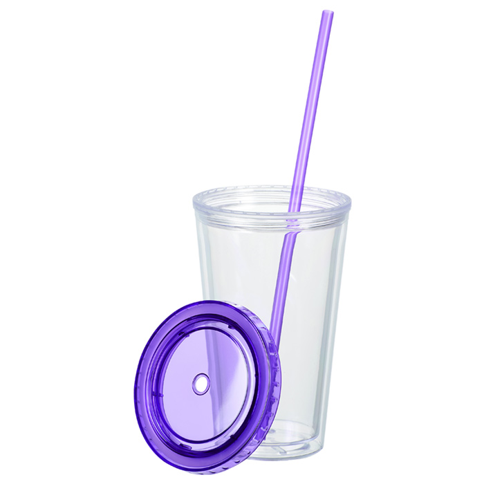 customized acrylic tumbler with straw 16 oz clear