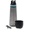 Gray translucent water bottle with speaker and charger