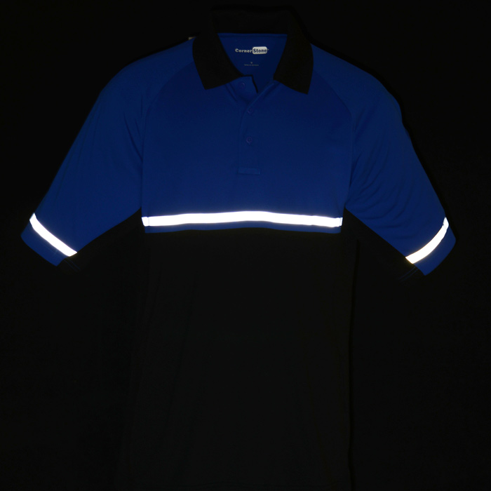 polo shirt with reflective stripes