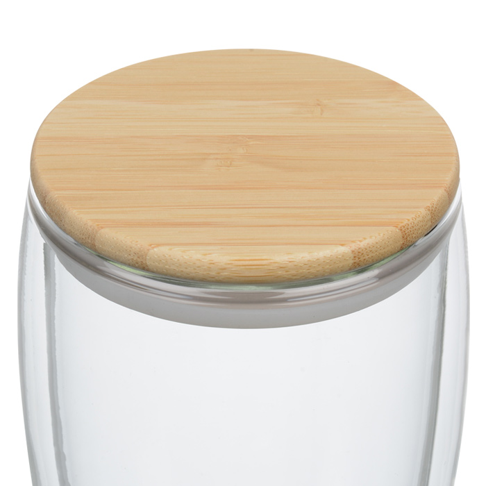 Easton Glass Cup with Bamboo Lid 12 oz. 162265