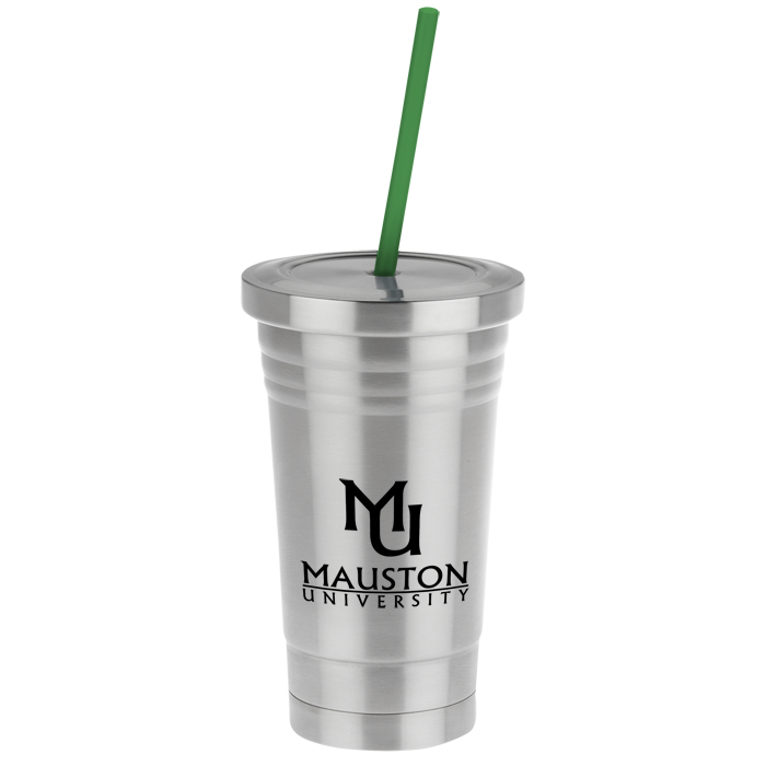 4imprint.com: Stainless Steel Tumbler with Colored Straw - 16 oz. 135781: Imprinted with your Logo