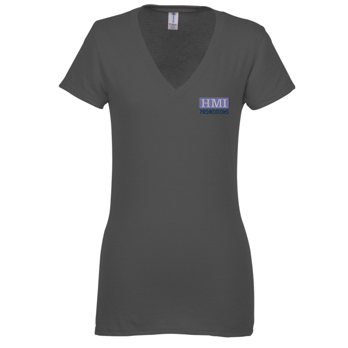 4imprint.com: 4.3 oz. Ringspun Cotton V-Neck T-Shirt - Ladies ...