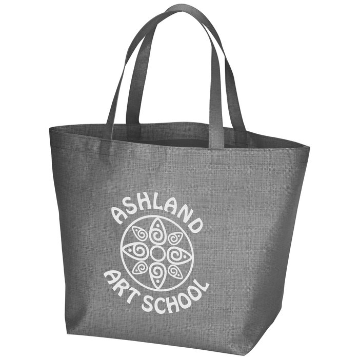 black woven tote bag