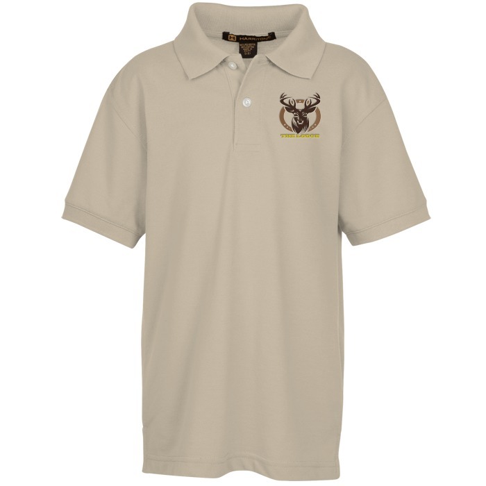Harriton Youth 5.6 oz BLACK S Easy Blend Polo