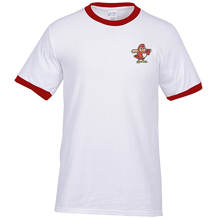 Classic Ringer TShirt White Embroidered 132474WE