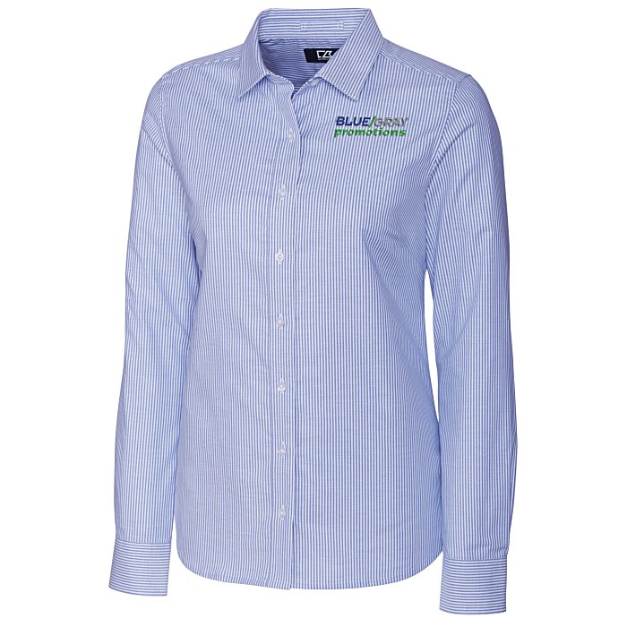 The Clark Oxford Cloth Button Down in Blue Wide Stripe