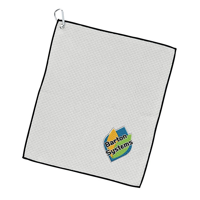 Waffle Weave Golf Towel with Carabiner Clip Embroidered