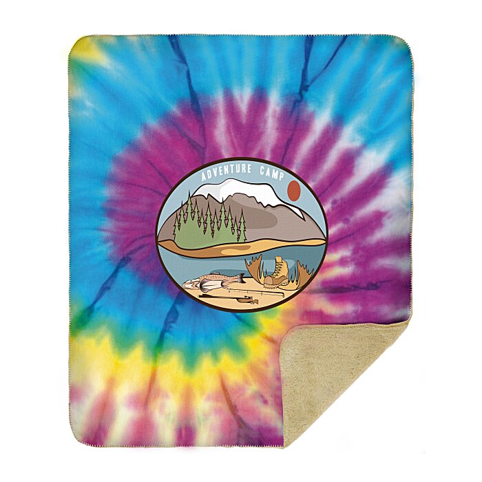 Full Color Sherpa Lined Throw Blanket TieDye 137905TD