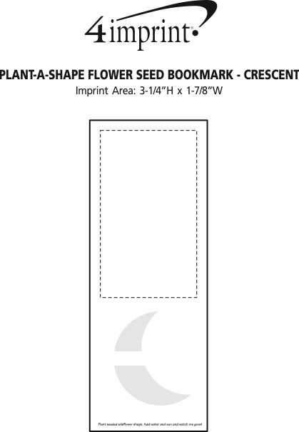 Imprint Area of Plant-A-Shape Flower Seed Bookmark - Crescent