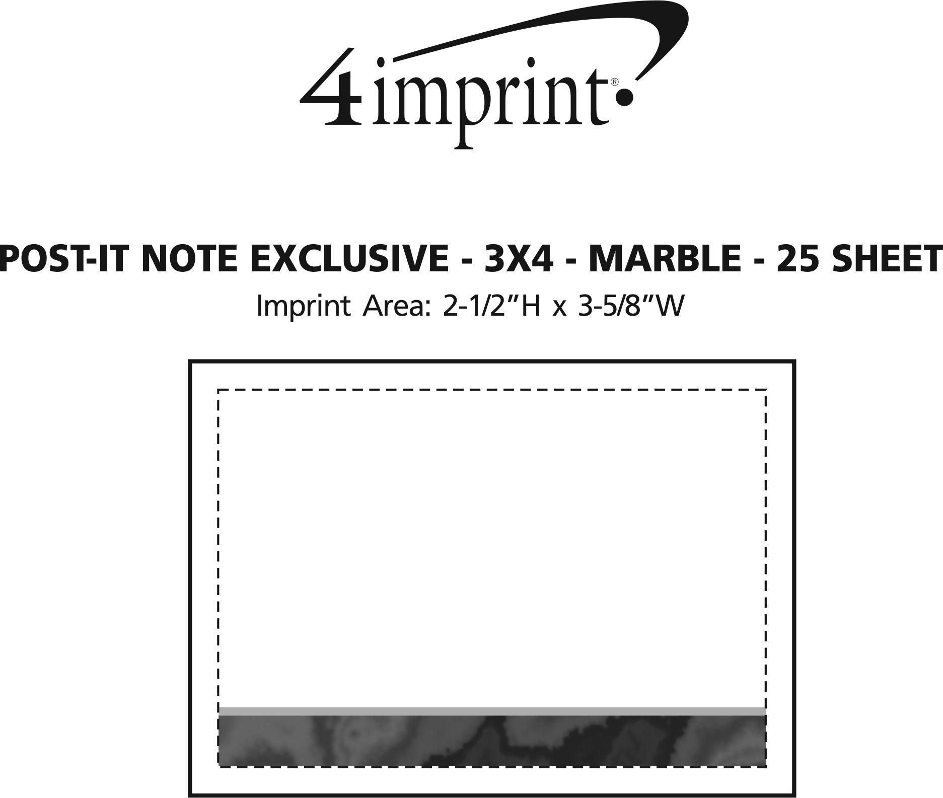 Imprint Area of Post-it® Notes - 3" x 4" - Exclusive - Marble - 25 Sheet