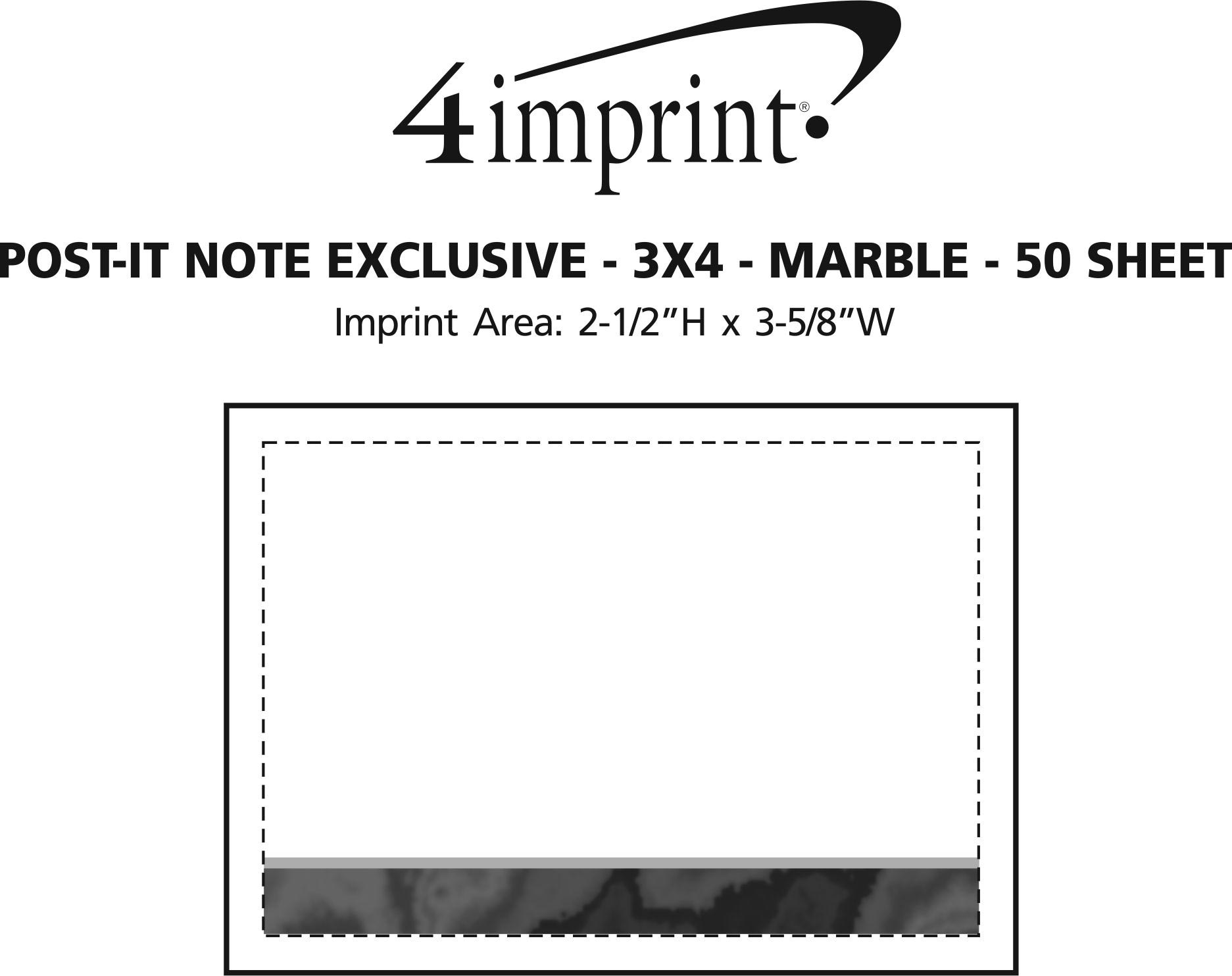 Imprint Area of Post-it® Notes - 3" x 4" - Exclusive - Marble - 50 Sheet