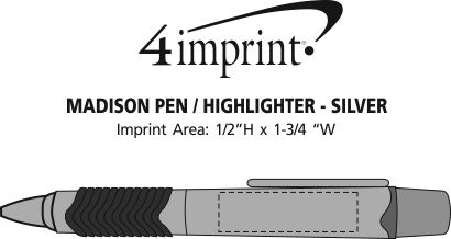 Imprint Area of Madison Pen/Highlighter - Silver - 24 hr