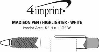 Imprint Area of Madison Pen/Highlighter - White - 24 hr