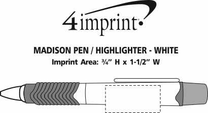 Imprint Area of Madison Pen/Highlighter - White