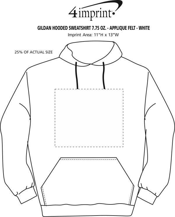 Gildan 50/50 Hooded Sweatshirt Applique Felt White 100720AFW