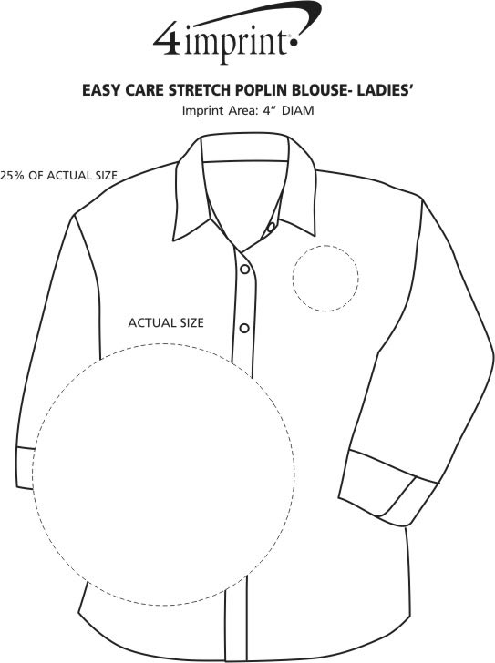 Imprint Area of Easy Care 3/4 Sleeve Stretch Poplin Blouse - Ladies'