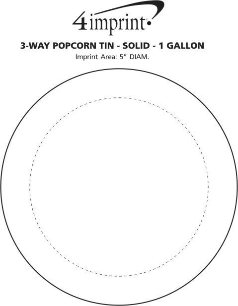 Imprint Area of 3-Way Popcorn Tin - Solid - 1 Gallon