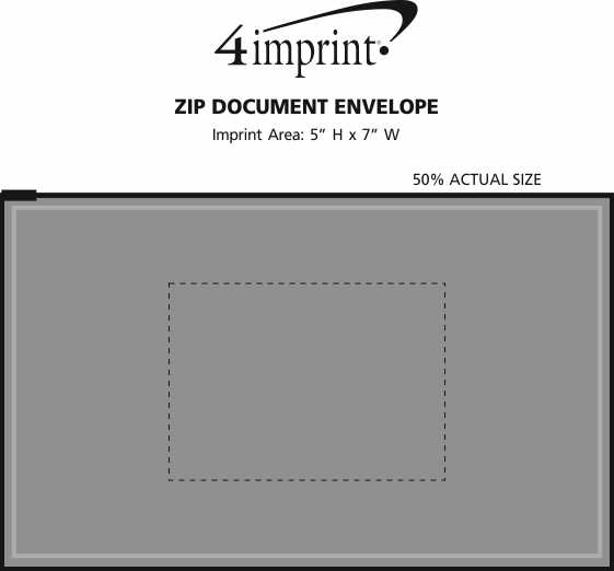 Imprint Area of Zip Document Envelope - 9" x 12"