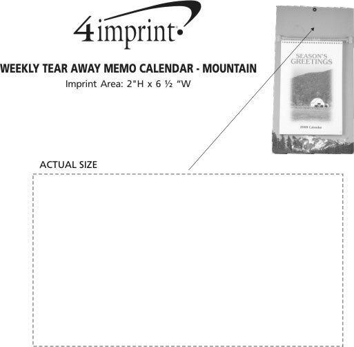 Imprint Area of Weekly Tear Away Memo Calendar - Mountain