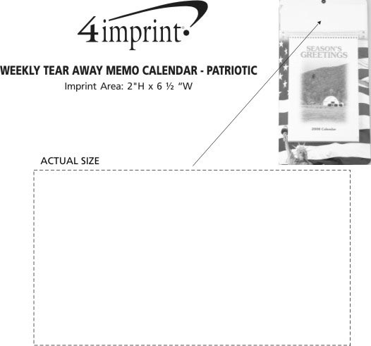 Imprint Area of Weekly Tear Away Memo Calendar - Patriotic