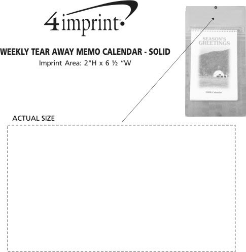 Imprint Area of Weekly Tear Away Memo Calendar - Solids
