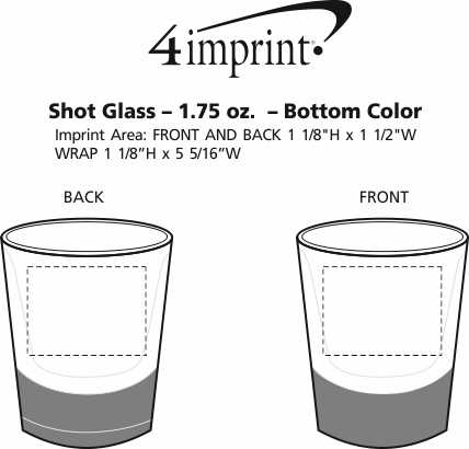 Imprint Area of Shot Glass - 1.75 oz. - Bottom Color