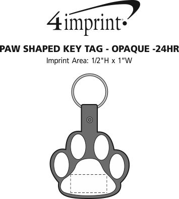 Imprint Area of Paw Shaped Keychain - Opaque - 24 hr